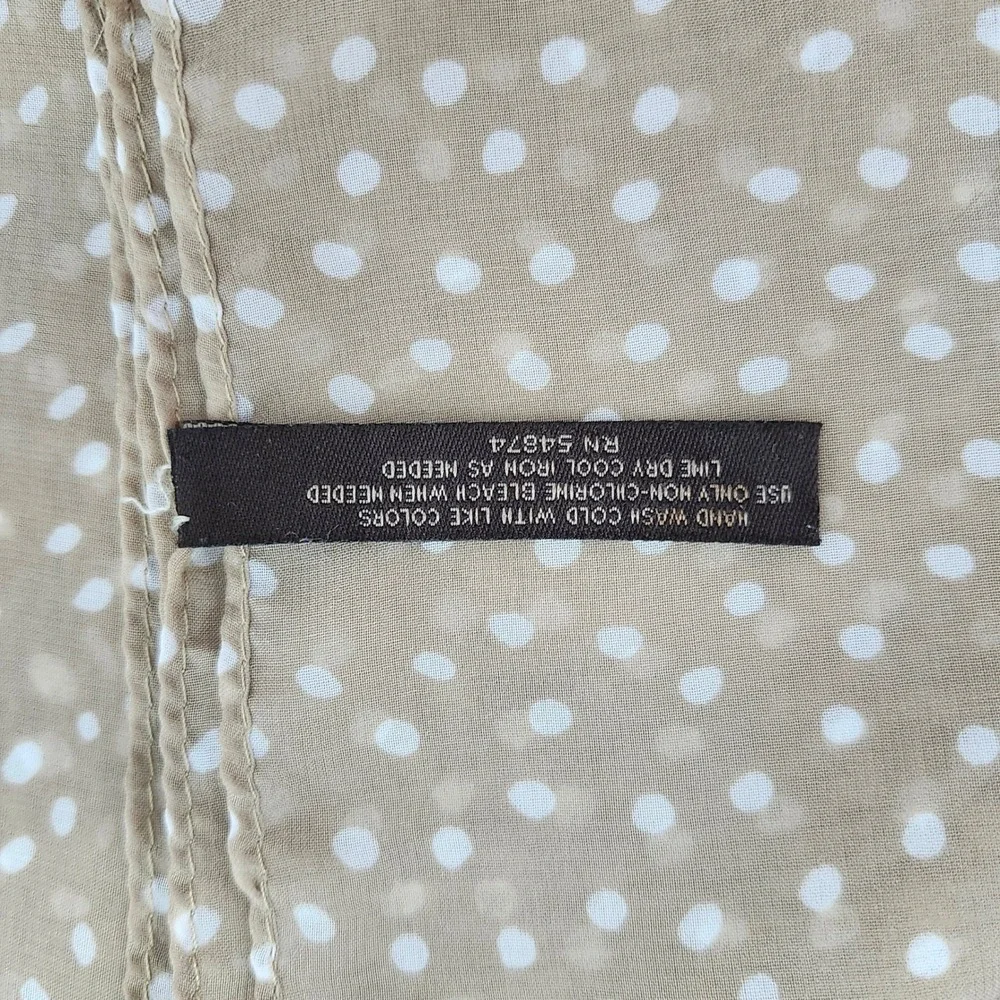 The Limited Tan‎ White Dot Deer Print Scarf Lightweight Sheer Chiffon Old Money